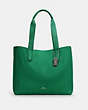 COACH®,DERBY TOTE,Pebbled Leather,Large,Everyday,Silver/Shamrock,Front View