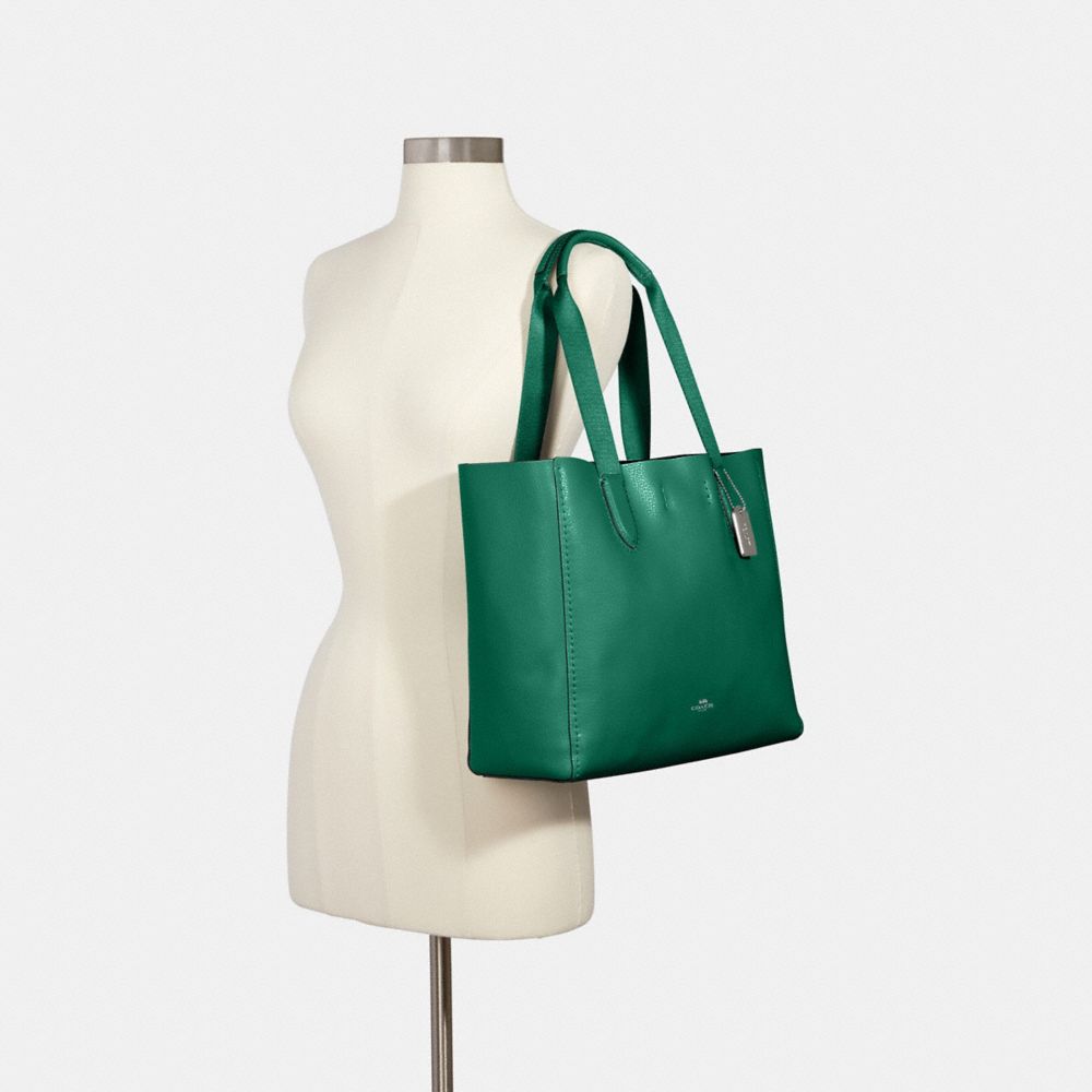 COACH®,DERBY TOTE BAG,Pebbled Leather,Large,Everyday,Silver/Shamrock,Alternate View