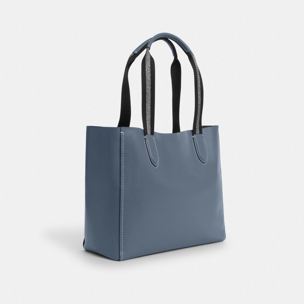 COACH®,DERBY TOTE BAG,Pebbled Leather,Large,Everyday,Silver/Light Mist,Angle View