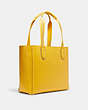 COACH®,DERBY TOTE BAG,Pebbled Leather,Large,Everyday,Silver/Canary,Angle View