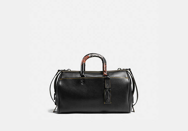 Rogue Satchel 36 In Glovetanned Pebble Leather With Patchwork Snake Handle