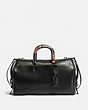 COACH®,ROGUE SATCHEL 36 IN GLOVETANNED PEBBLE LEATHER WITH PATCHWORK SNAKE HANDLE,reptile,Large,Black Copper/Black,Front View