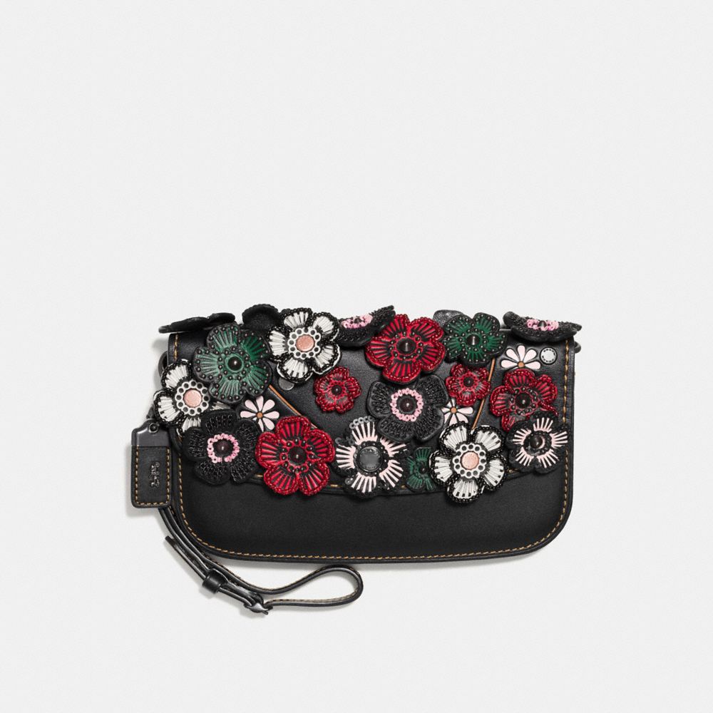 Small Clutch With Tea Rose Applique
