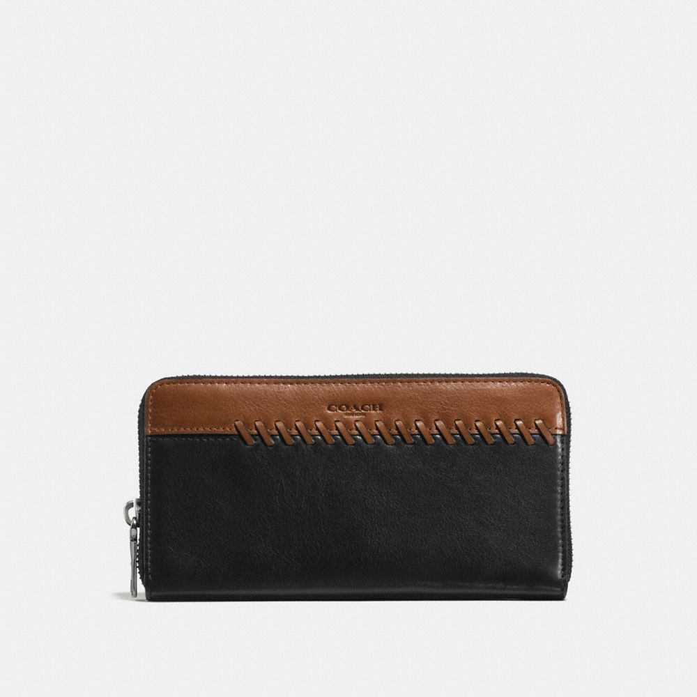 COACH®,RIP AND REPAIR ACCORDION WALLET,Leather,Black/Saddle,Front View image number 0