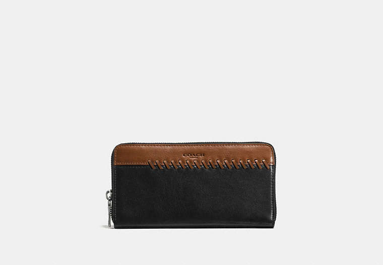 COACH®,RIP AND REPAIR ACCORDION WALLET,Leather,Black/Saddle,Front View image number 0