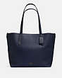 COACH®,LARGE MARKET TOTE,Leather,Large,Navy/Teal/Dark Gunmetal,Front View
