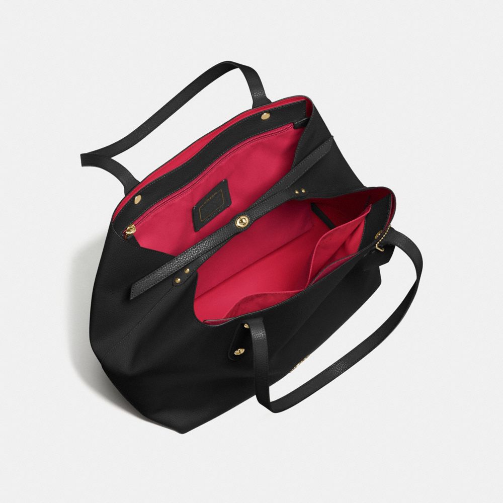 COACH®,CABAS GRAND MARCHÉ,Cuir,Noir/Rouge Véritable/Or Clair,Inside View,Top View