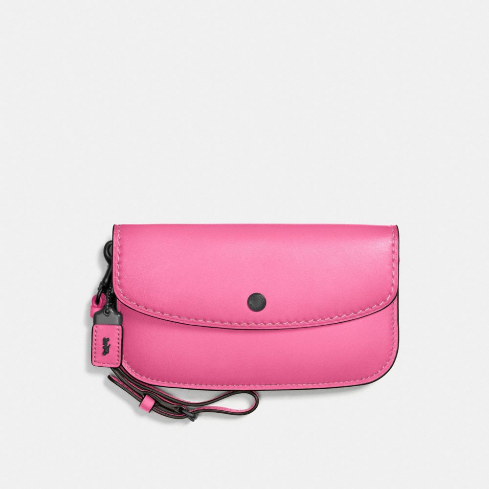 COACH®,EMBRAYAGE,Cuir,étain/Rose Fluo,Front View