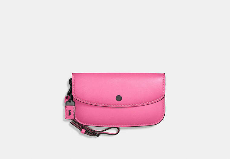 COACH®,CLUTCH,Leather,BP/Neon Pink,Front View