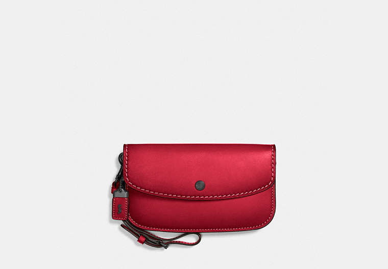 COACH®,CLUTCH,Leather,Black Copper/1941 Red,Front View