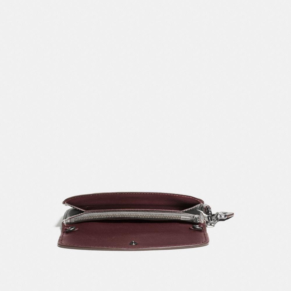 COACH®,CLUTCH,Leather,Black Copper/Heather Grey,Inside View,Top View