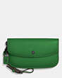 COACH®,CLUTCH,Leather,Black Copper/Kelly Green,Front View
