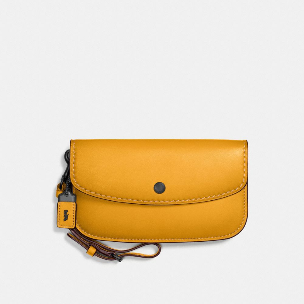 COACH®,CLUTCH,Leather,Black Copper/Goldenrod,Front View