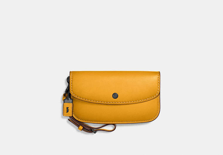 COACH®,CLUTCH,Leather,Black Copper/Goldenrod,Front View