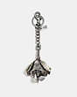 COACH®,LARGE STUDDED TEA ROSE BAG CHARM,Metal,Silver/Gold,Front View