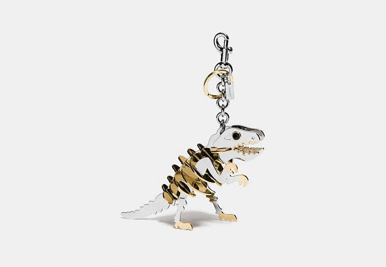 COACH®,LARGE METAL REXY BAG CHARM,Metal,Silver/Gold,Front View