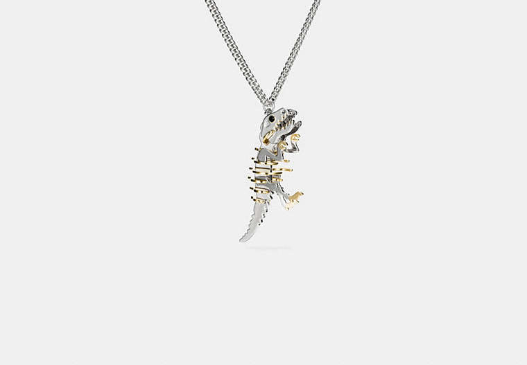 COACH®,LARGE REXY NECKLACE,Plated Brass,Silver/Gold,Front View