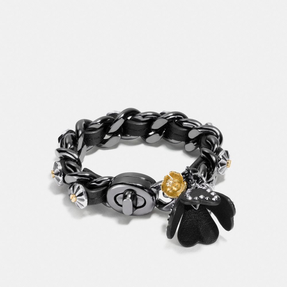 COACH®: Studded Daisy Rivet Tea Rose Charm Bracelet