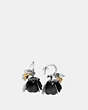 COACH®,STUDDED TEA ROSE EARRINGS,Mixed Material,GOLD/BLACK,Front View