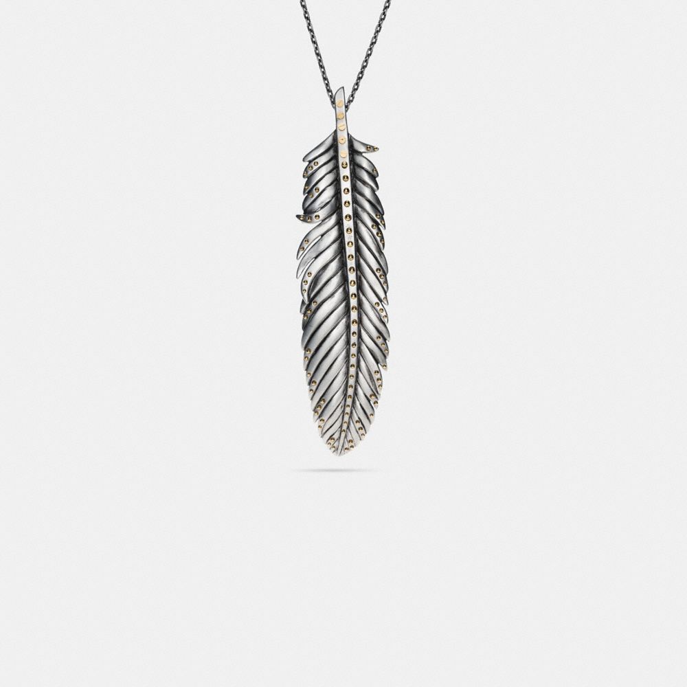 Large Studded Feather Necklace
