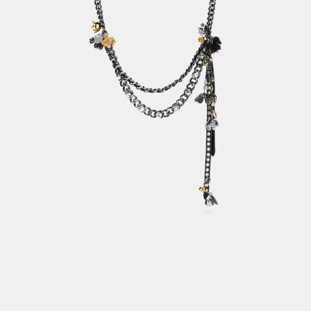 Studded Tea Rose Woven Charm Necklace