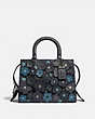 COACH®,ROGUE 25 WITH TEA ROSE,Leather,Medium,Black Copper/Midnight Navy,Front View