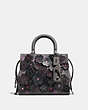 COACH®,ROGUE 25 WITH TEA ROSE,Leather,Medium,Black Copper/Heather Grey,Front View