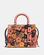COACH®,ROGUE 25 WITH TEA ROSE,Leather,Medium,Black Copper/Melon,Front View