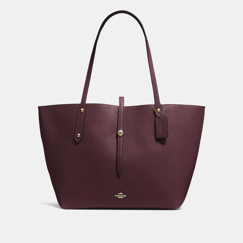 COACH®,MARKET TOTE,X-Large,Gold/Oxblood,Front View