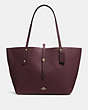 COACH®,MARKET TOTE,Pebbled Leather,X-Large,Gold/Oxblood,Front View