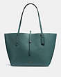 COACH®,MARKET TOTE,Pebbled Leather,X-Large,Gunmetal/Dark Turquoise,Front View