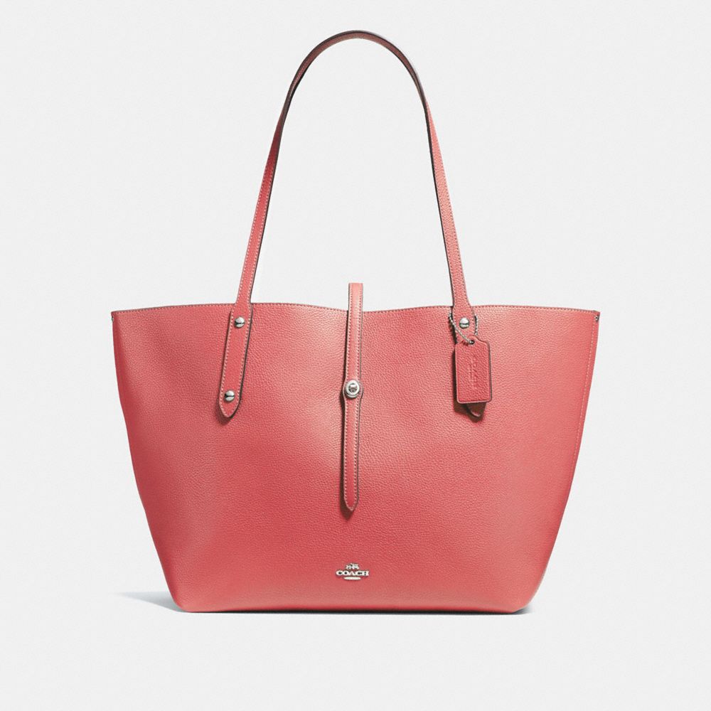 COACH®,MARKET TOTE,X-Large,Silver/Bright Coral,Front View