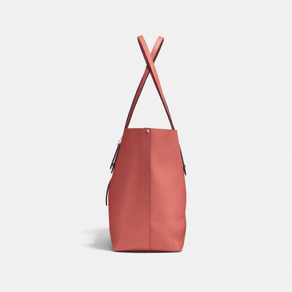COACH®,MARKET TOTE,X-Large,Silver/Bright Coral,Angle View