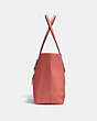 COACH®,MARKET TOTE,Pebbled Leather,X-Large,Silver/Bright Coral,Angle View