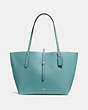 COACH®,MARKET TOTE,Pebbled Leather,X-Large,Silver/Marine,Front View