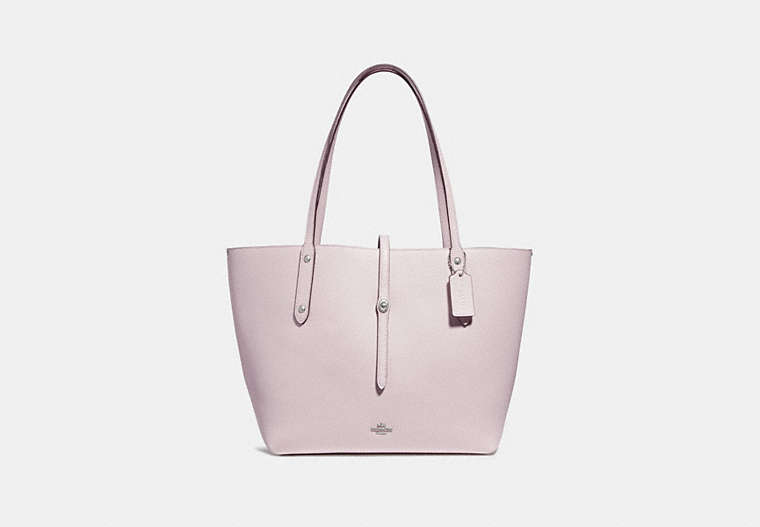 COACH®,MARKET TOTE,Pebbled Leather,X-Large,Silver/Ice Pink,Front View
