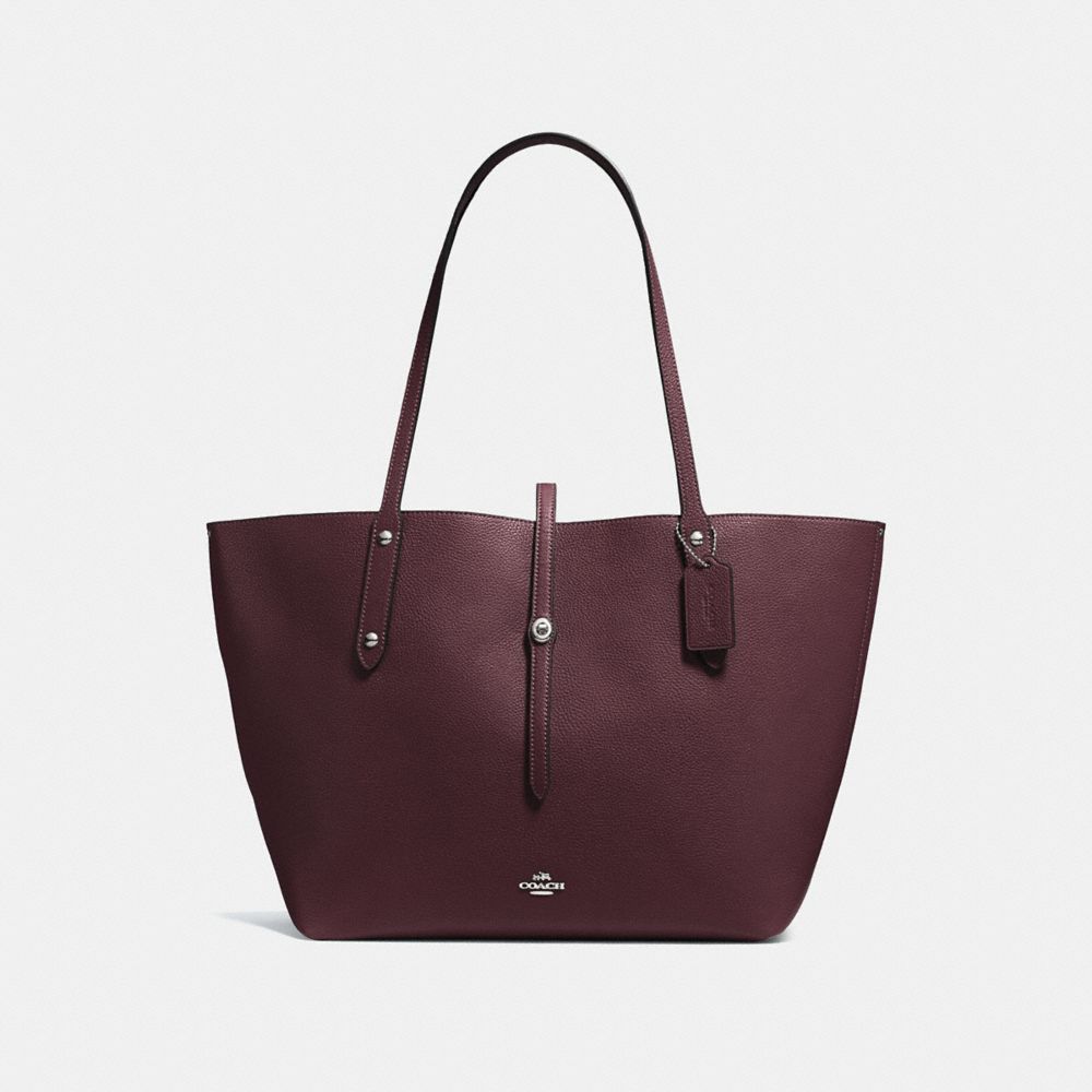 COACH®,MARKET TOTE,X-Large,Silver/Oxblood,Front View