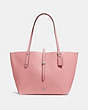 COACH®,MARKET TOTE,Pebbled Leather,X-Large,Silver/Peony,Front View