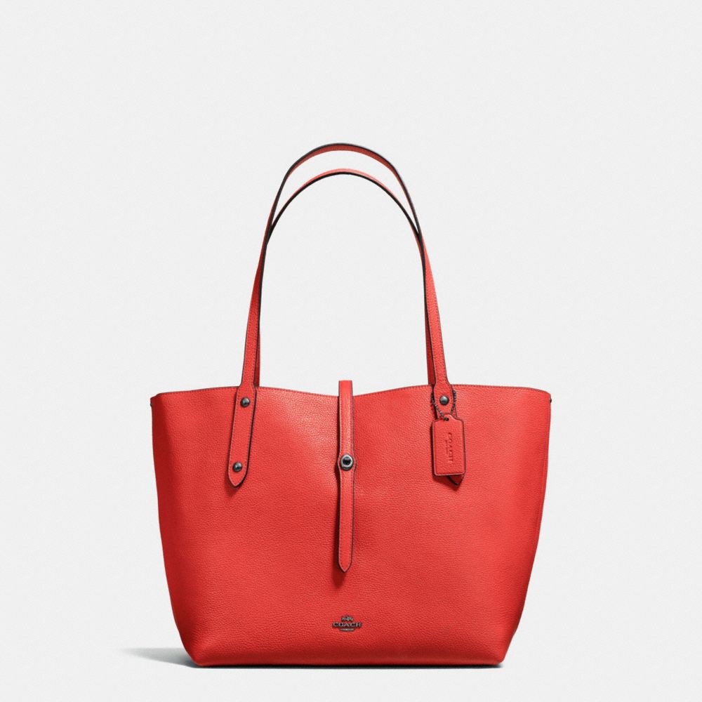 COACH®,MARKET TOTE IN PRINTED PEBBLE LEATHER,Leather,Large,DK/Deep Coral Chlk Ynkee Flrl,Front View