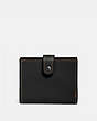COACH®,SMALL TRIFOLD WALLET,Leather,Black Copper/Black,Front View