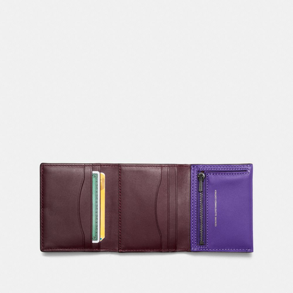 COACH®,SMALL TRIFOLD WALLET,Leather,BP/Violet,Inside View,Top View