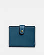 COACH®,SMALL TRIFOLD WALLET,Leather,Brass/Dark Denim,Front View