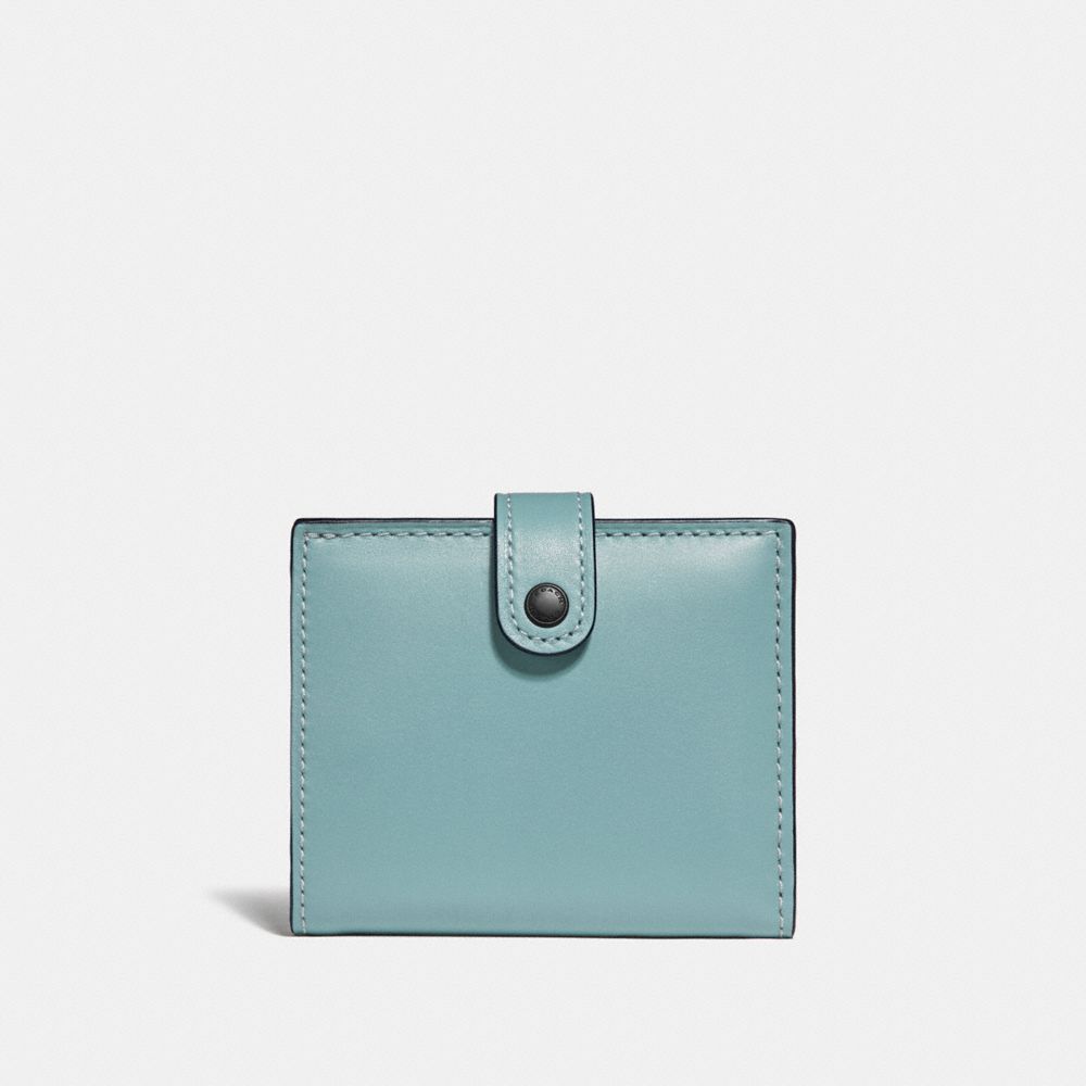 COACH®,SMALL TRIFOLD WALLET,Leather,V5/Light Teal,Front View