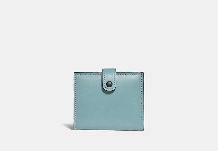 COACH®,SMALL TRIFOLD WALLET,Leather,V5/Light Teal,Front View