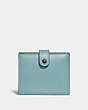 COACH®,SMALL TRIFOLD WALLET,Leather,V5/Light Teal,Front View