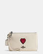 Small Wristlet In Grain Leather With Souvenir Embroidery