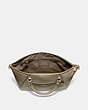 COACH®,PRAIRIE SATCHEL,Pebbled Leather,Medium,Gold/Moss,Inside View,Top View