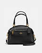 COACH®,PRAIRIE SATCHEL,Pebbled Leather,Medium,Light Gold/Black,Front View