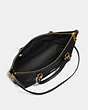 COACH®,PRAIRIE SATCHEL,Pebbled Leather,Medium,Light Gold/Black,Inside View,Top View