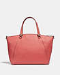 COACH®,PRAIRIE SATCHEL,Pebbled Leather,Medium,Silver/Bright Coral,Back View